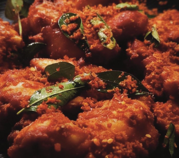Kerala chicken fry with curry leaves